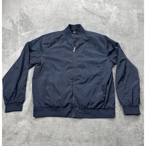 True Classic Brand Men's XL Navy Blue Satin Jacket Full Zip City Outdoors